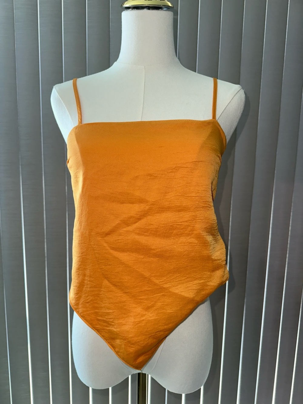 Women's Satin Spaghetti Strap Camisole in Burnt Orange